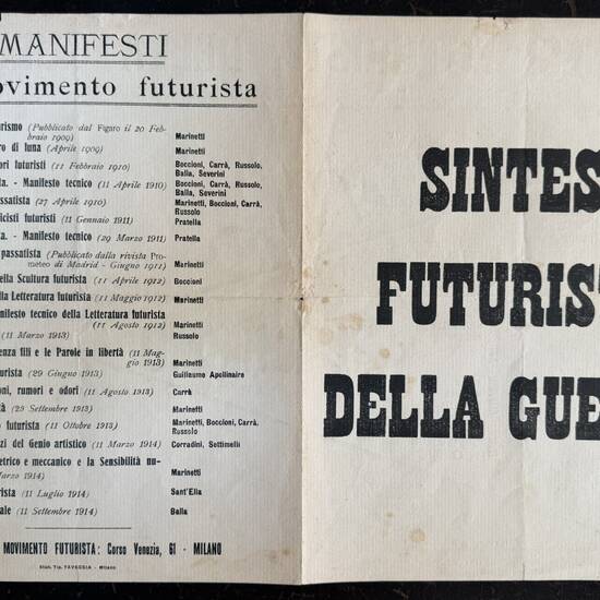 Sintesi Futurista della Guerra. Sintesi Futurista della Guerra.