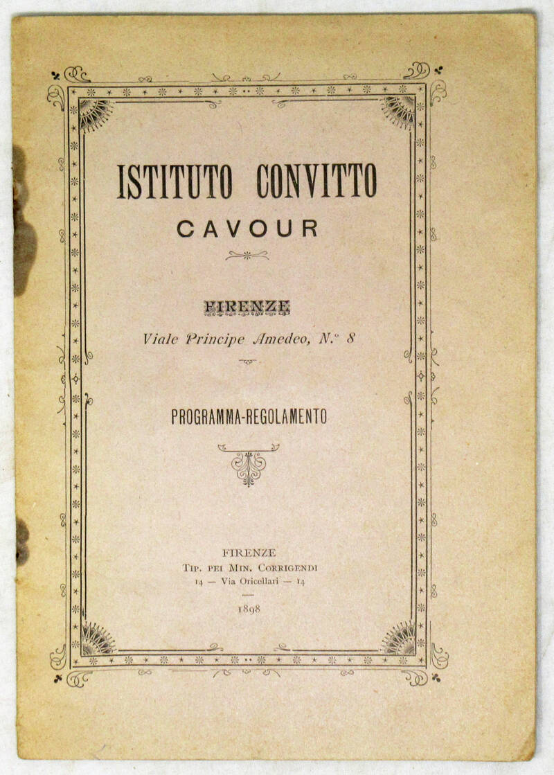 ISTITUTO convitto Cavour. Firenze. Programma-regolamento.