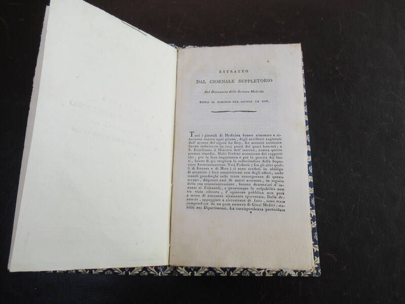 Estratto dal Giornale Suppletorio del Dizionario delle Scienze Mediche sopra il Rimedio del Signor Le Roy. Estratto dal Giornale Suppletorio del Dizionario delle Scienze Mediche sopra il Rimedio del Signor Le Roy.