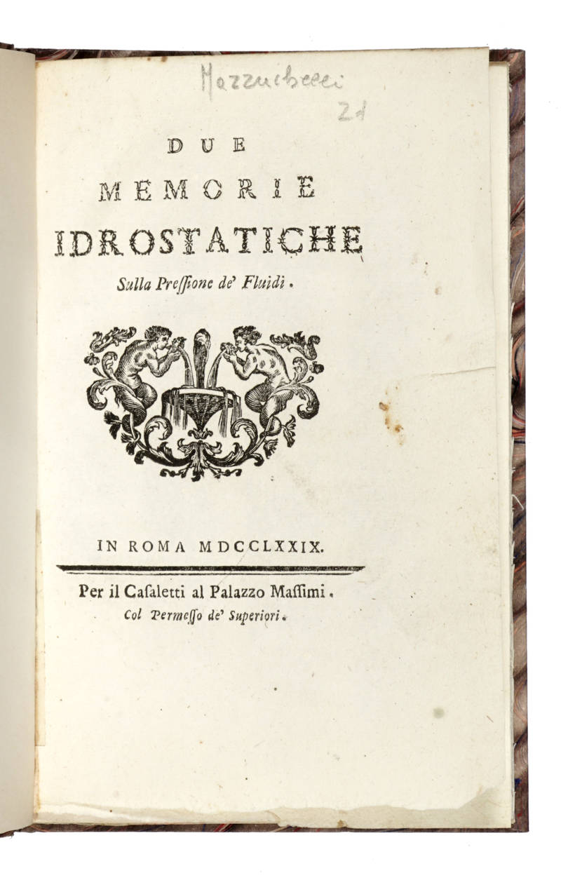 Due memorie idrostatiche sulla pressione de' Fluidi.