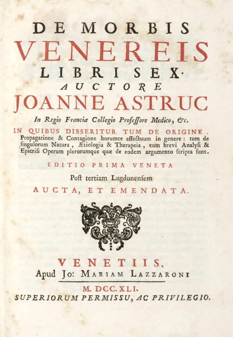 De morbis venereis Libri sex...Editio prima veneta post Lugdunensem aucta et emendata. De morbis venereis Libri sex...Editio prima veneta post Lugdunensem aucta et emendata.