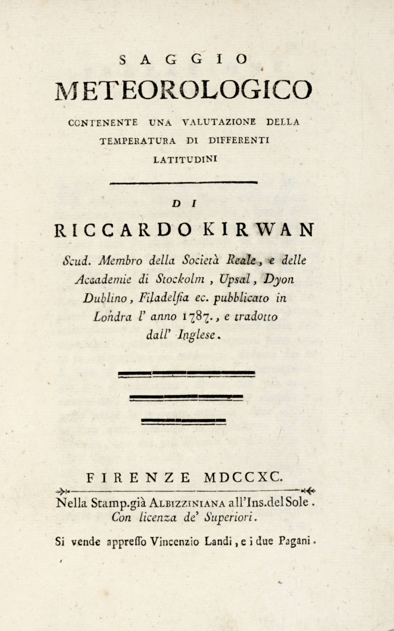 Saggio metereologico contenente una valutazione della temperatura di differenti latitudini... Saggio metereologico contenente una valutazione della temperatura di differenti latitudini...