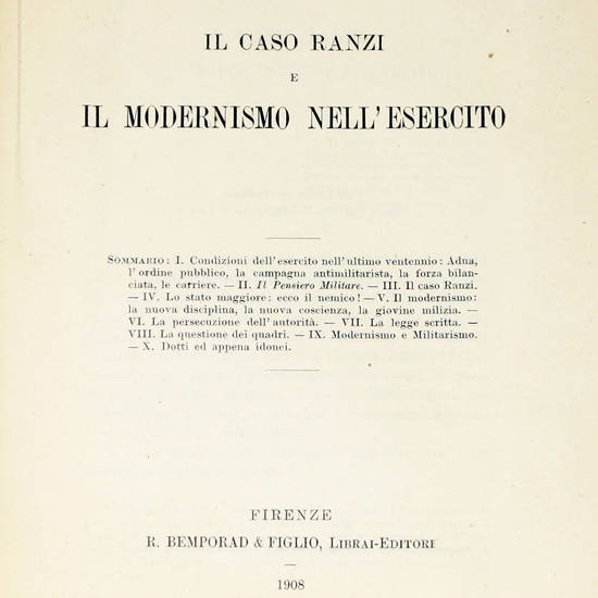 Il caso Ranzi e il modernismo nell'esercito.