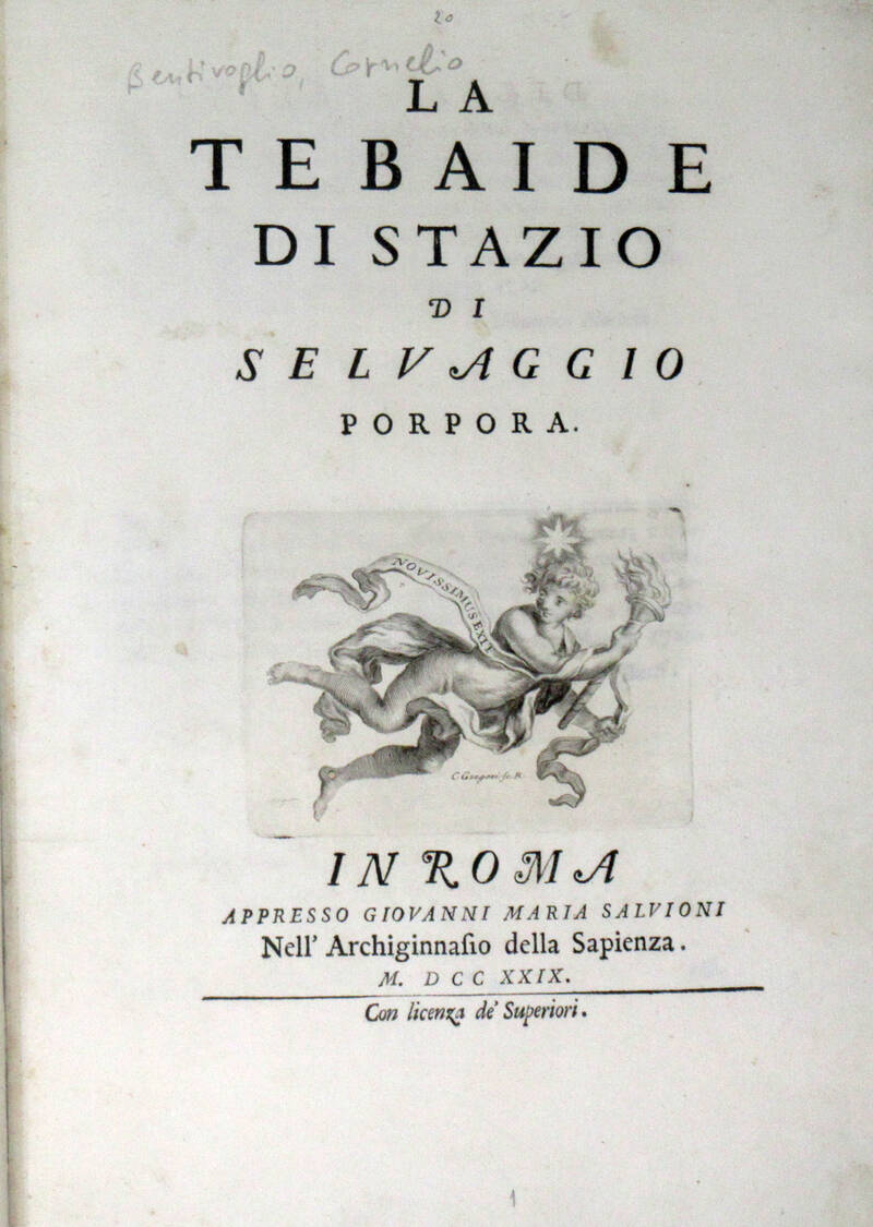 La Tebaide di Stazio di Selvaggio Porpora. La Tebaide di Stazio di Selvaggio Porpora.