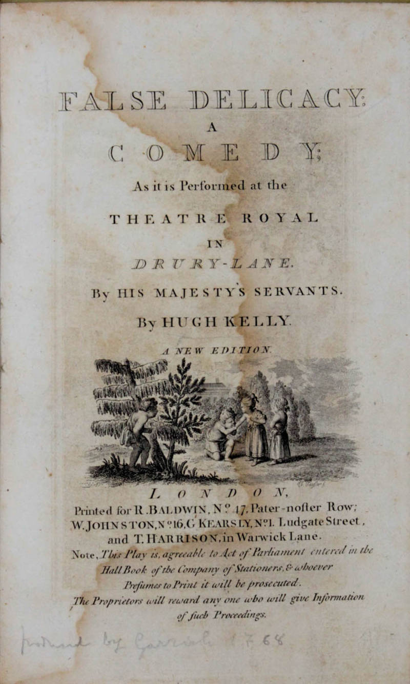 False Delicacy: a Comedy; ad it is Performed at the Theatre Royal in Drury-Lane...