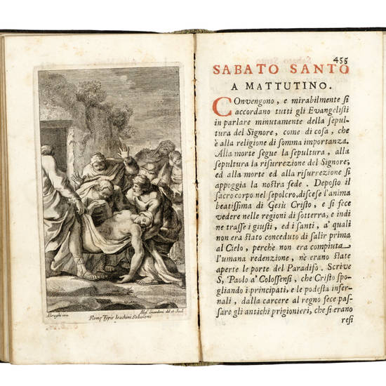 UFFIZIO della Settimana Santa, cogl'Argomenti de' Salmi, colla spiegazione delle Cerimonie, e Misteri, e con riflessioni divote dell'abate Alessandro Mazzinelli...