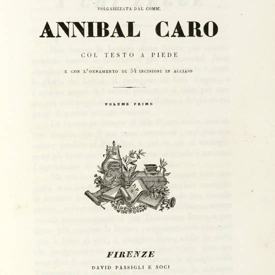 l'Eneide di Virgilio volgarizzata dal Comm. Annibal Caro e con l'ornamento di 54 incisioni in acciaio. (Vol. 1 - Vol. 2).