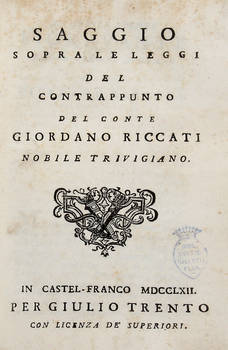 Saggio sopra le leggi del Contrappunto...