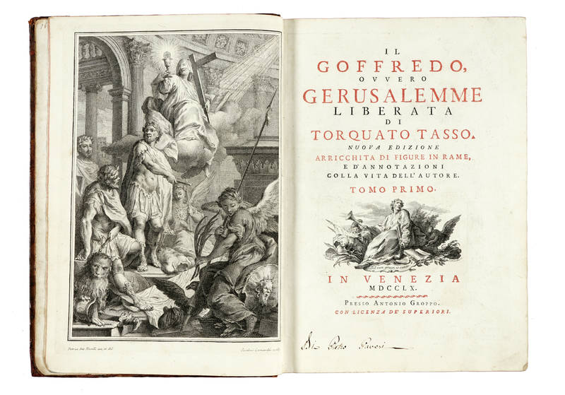 Il Goffredo, ovvero Gerusalemme Liberata...Nuova Edizione arricchita di figure in rame, e d'annotazioni colla vita dell'autore. (Tomo Primo - Tomo Secondo).