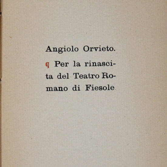 Per la rinascita del teatro romano di Fiesole.