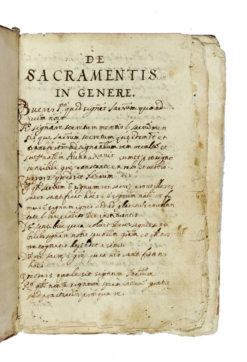 Tractatus de Sacramentis di genere. (Segue:) Tractatus de Triplice Regularium voto solenni (in latino). Tractatus de Sacramentis di genere. (Segue:) Tractatus de Triplice Regularium voto solenni (in latino).