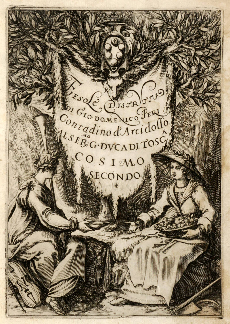 Fiesole Distrutta / Di Gio. Domenico Peri / Contadino d'Arcidosso / Al Ser.mo G. Duca Di Tosc.a / Cosimo / Secondo.
