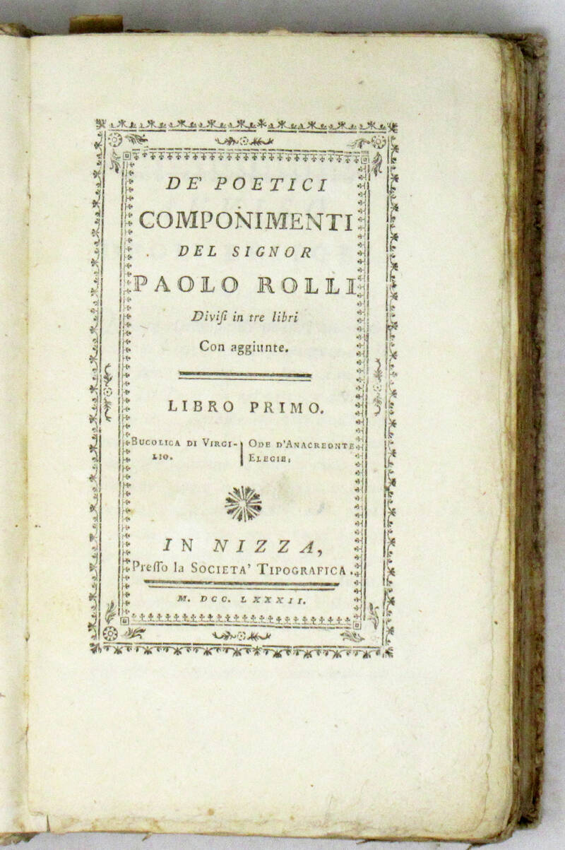 De' Poetici Componimenti, divi in tre libri con aggiunte.