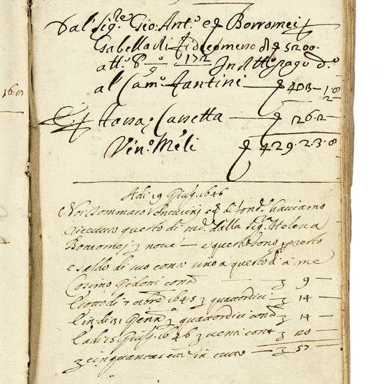 Quaderno di ricevute […] del Sig. Vincenzio Borromei. (con annotazione mss. di Baldinucci Filippo alla prima carta).