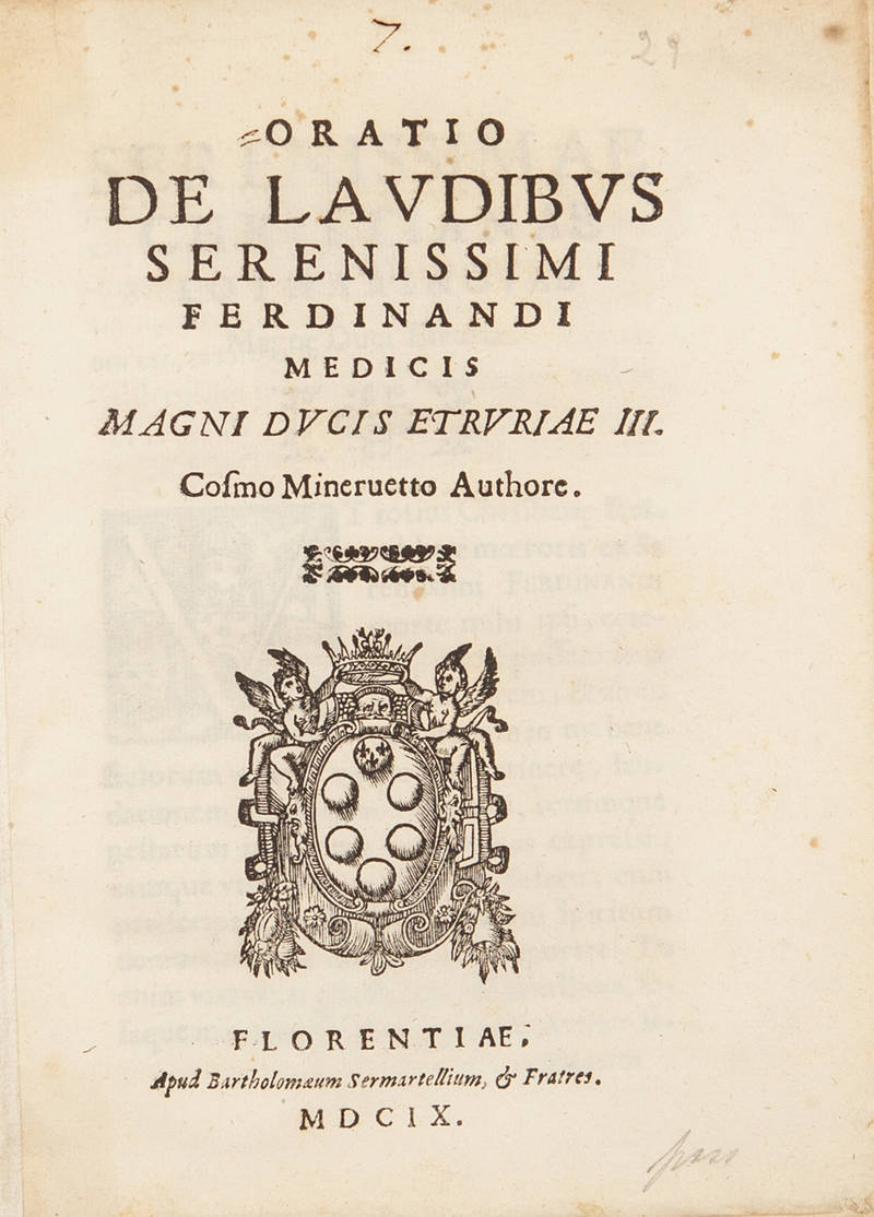 Oratio de laudibus serenissimi Ferdinandi Medicis Ducis Etruriae III.