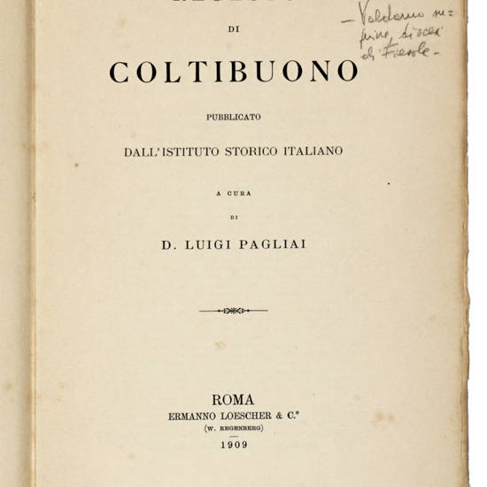 Regesto di Coltibuono, pubblicato dall'Istituto Storico Italiano.