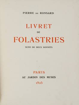 Livret de folastries, suivi de deux Sonnets.