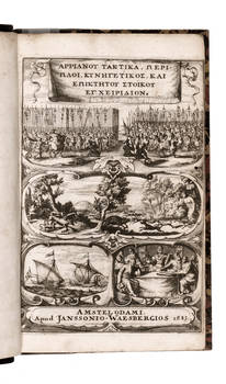 Ars tactica, acies contra Alanos, Periplus ponti Euxini, periplus maris erythraei, liber de venatione, Epiucteti enchiridion, ejusdem apopthegmata et fragmenta, quae in Joannis Stobaei florilegio, et in Agelli noctibus Atticis supersunt. Cum interpretibus