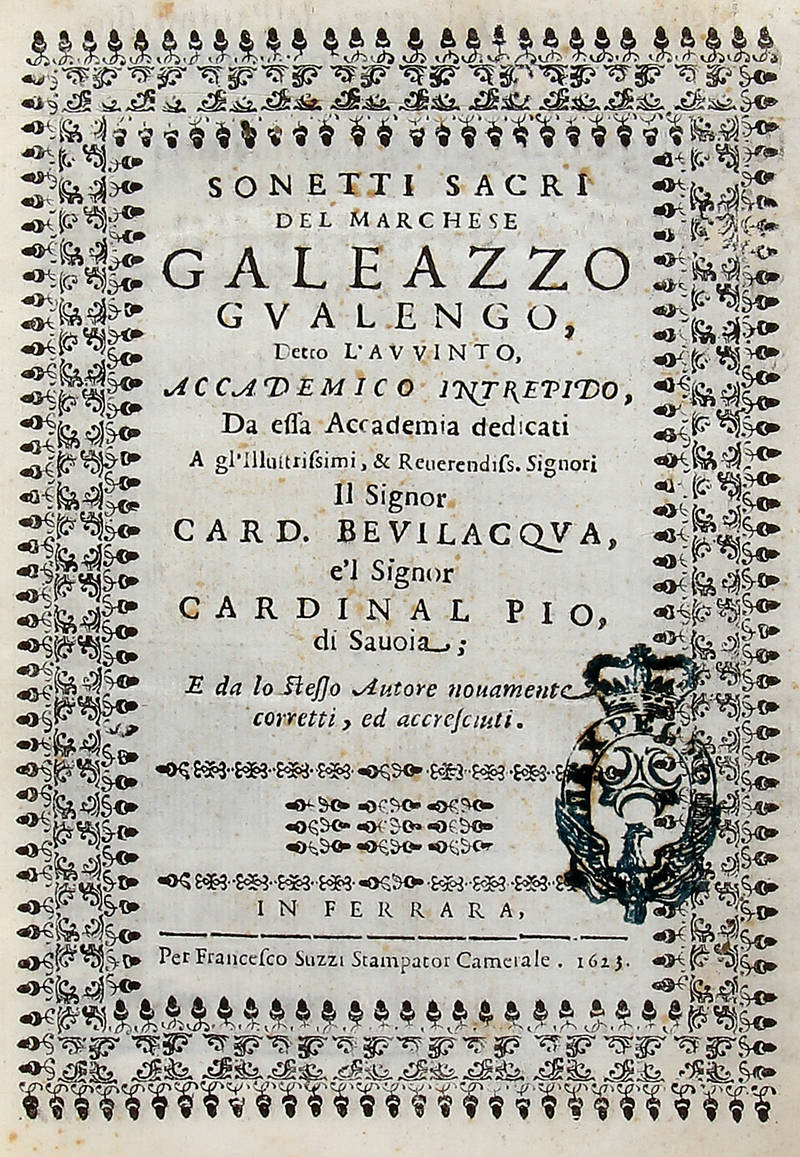 Sonetti sacri...(Segue:) Epigrammatum Sacrarum Liber.