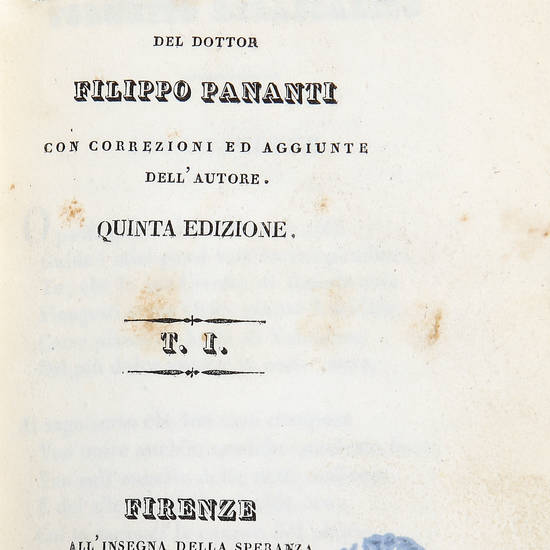 Versi e Prose, con correzioni ed aggiunte dell'Autore. Quinta edizione.