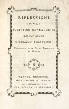Riflessioni/ su gli/ scrittori genealogici...
