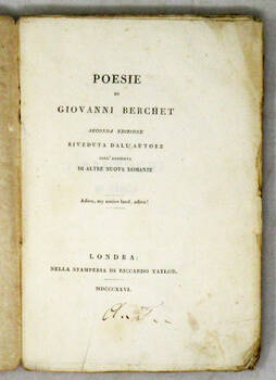Poesie. Seconda edizione riveduta dall'Autore coll'Aggiunta di altre romanze.
