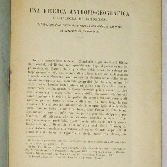 Una ricerca antropo-geografica sull'isola di Sardegna. Distribuzione della popolazione rispetto alla distanza dal mare.