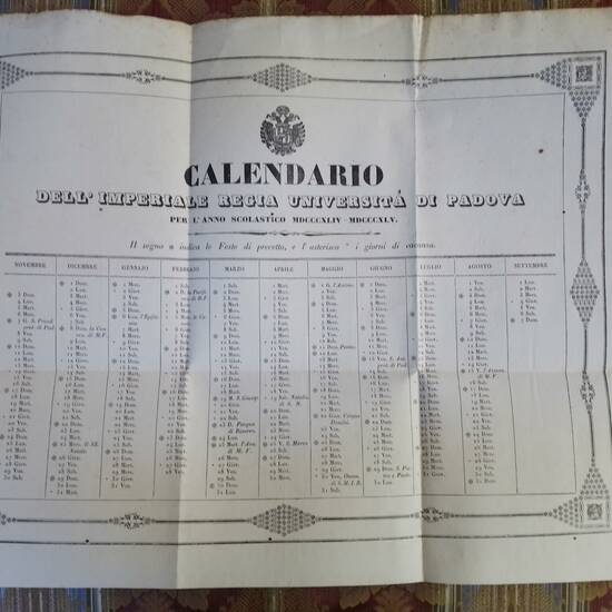 Prospetto degli Studi dell'Imp. Regia Università di Padova per l'Anno Scolastico MDCCCXLIV - MDCCCXLV (1844 -1845). Prospetto degli Studi dell'Imp. Regia Università di Padova per l'Anno Scolastico MDCCCXLIV - MDCCCXLV (1844 -1845).