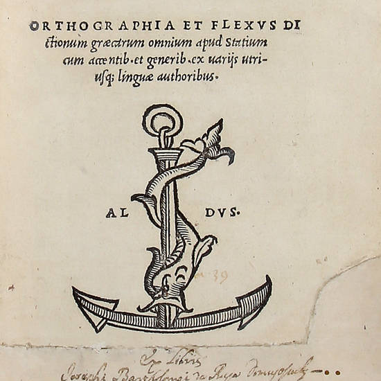 Statii / Sylvarum Libri V. / Achilleidos Libri XII. / Thebaidos Libri II. / (MANUTIUS Aldus) Orthographia Et Flexus Di/ctionum graecarum omnium apud Statium / cum accentib. et generib. ex varijs utri/usq; linguae authoribus.