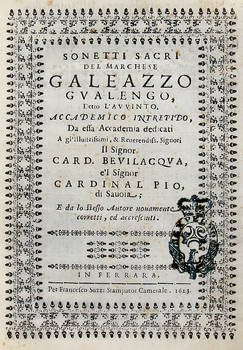 Sonetti sacri...(Segue:) Epigrammatum Sacrarum Liber.