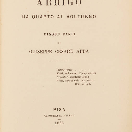 Arrigo da Quarto al Volturno. Cinque Canti.