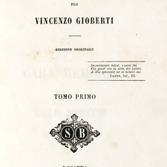 Il Gesuita moderno per Vincenzo Gioberti. Edizione originale.