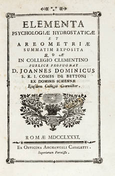 Elementa psychologiae hydrostaticae et areometriae summatim exposita...