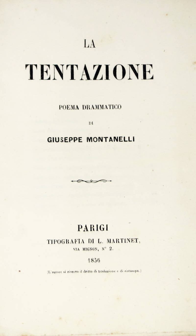 La Tentazione. Poema drammatico.