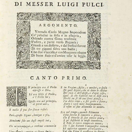 il Morgante Maggiore...Dedicato all'Illustrissimo Signor D.Matteo Di Sarno...