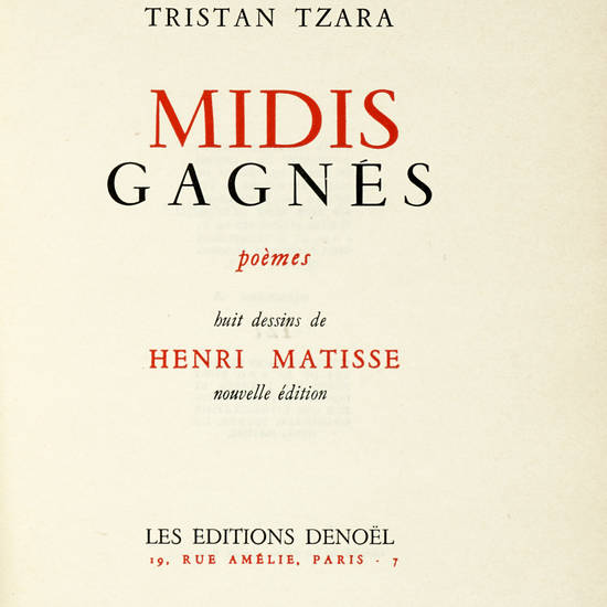 Midis Gagnès. Poemes, huit dessins de Henri Matisse. Nouvelle Edition.