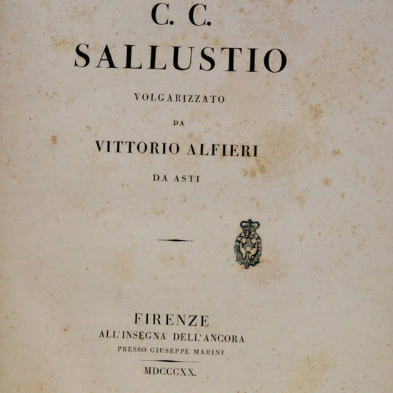 C.C. Sallustio, volgarizzato da Vittorio Alfieri da Asti.