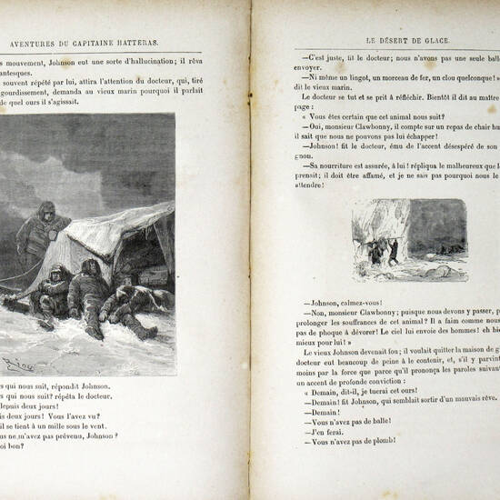 Voyages et aventures du capitaine Hatteras. Les Anglais au pôle nord-Le Désert de glace. 150 Vignettes par Riou.