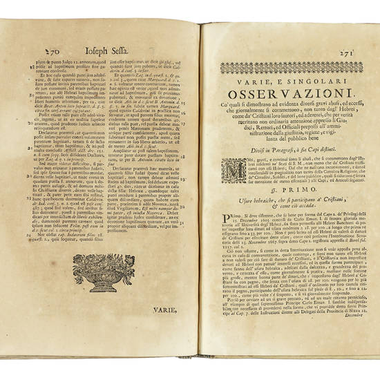 Tractatus de Judaeis eorum Privilegiis, Observantia, et recto Intellectu. Continens.....Pignora, Usuras, Testimonia, Testamenta, Juramenta, Successiones....