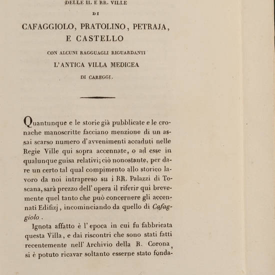 Notizie storiche dei Palazzi, e Ville appartenenti alla I.E.R. Corona di Toscana.