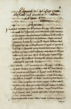 Eloquenza del Sig.e Luigi Ceretti Professore dell'Università di Modona dell'anno 1777.
