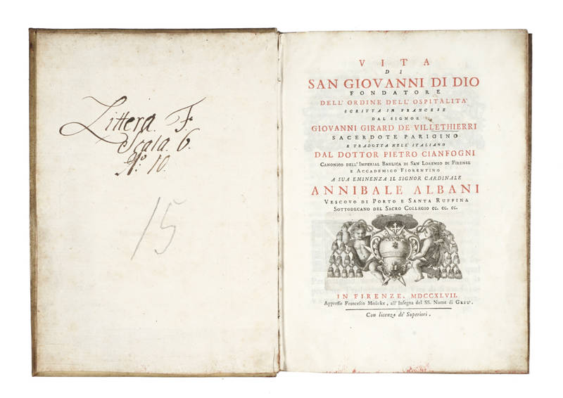 Vita di San Giovanni di Dio fondatore dell'Ordine dell'ospitalità..., tradotta nell'italiano dal dottor Pietro Cianfogni...