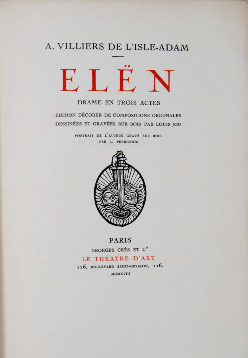 Elën. Drame en trois actes. Édition décorée de compositions originales dessinées et gravées sur bois par Louis Jou.