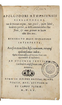 Bibliotheces, sive de Deorum origine, tam graecè, quam latinè ... Benedicto Aegio Spoletino interprete ...