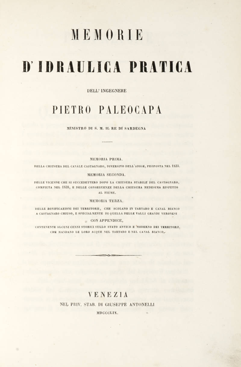 Memorie d'idraulica pratica...