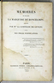 Mémoires de madame la marquise de Bouchamp, suivie des pieces justificatives. Mémoires de madame la marquise de Bouchamp, suivie des pieces justificatives.