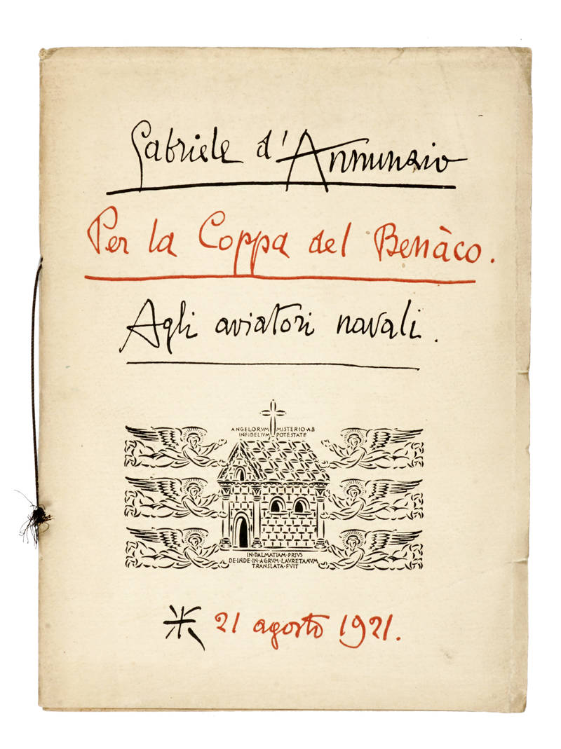 Per la Coppa del Benàco. Agli Aviatori Navali. 21 Agosto 1921. Per la Coppa del Benàco. Agli Aviatori Navali. 21 Agosto 1921.