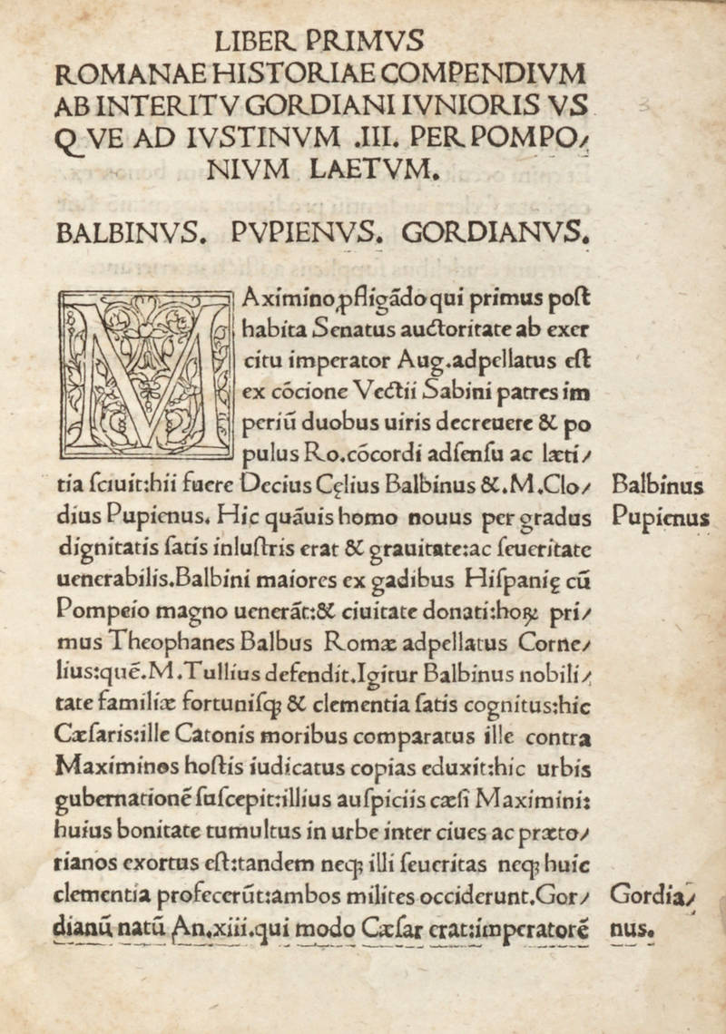 Romanae historiae compendium ab interitu Gordiani iunioris usque ad Iustinum III.