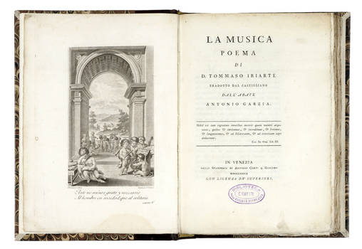 La musica. Poema tradotto dal Castigliano dall'abate Antonio Garzia.