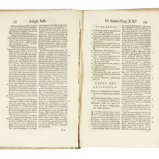 Tractatus de Judaeis eorum Privilegiis, Observantia, et recto Intellectu. Continens.....Pignora, Usuras, Testimonia, Testamenta, Juramenta, Successiones....